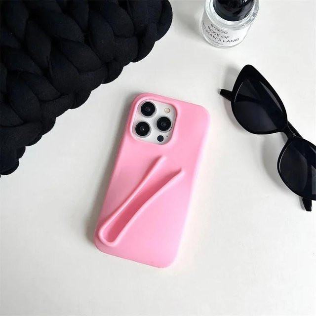 WAYN Silikon-Handyhülle mit Lippenstift-Design für iPhone 11 12 13 14 15 16 Pro Max und andere Modelle, Rosa - Bild 1