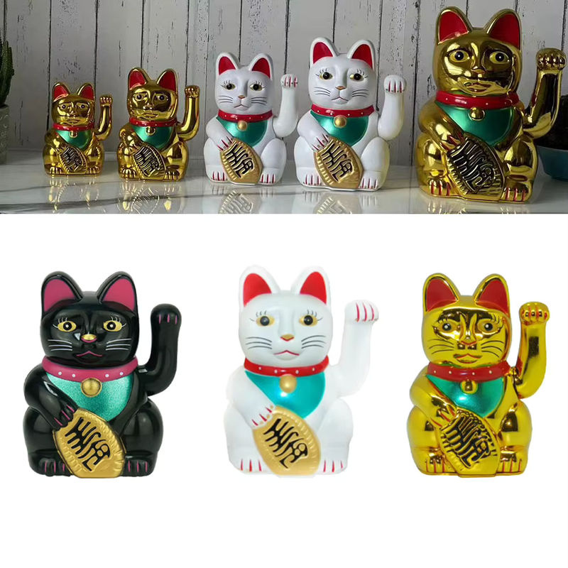 Glückliche Katze Dekoration aus Keramik in Gold, Schwarz oder Weiß als orientalische Figur für dein Zuhause oder Auto - Bild 3
