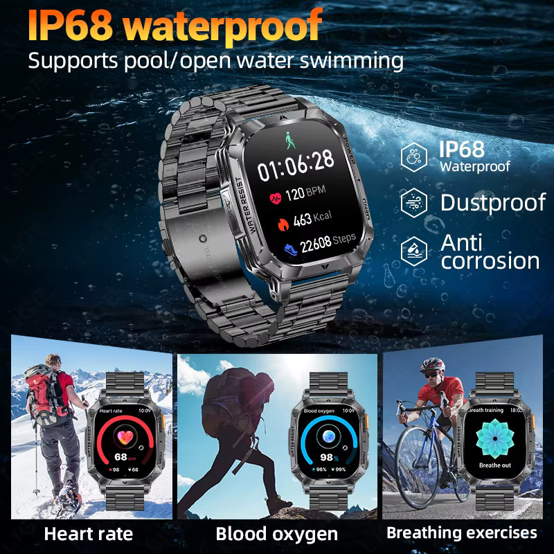 LIGE Smartwatch, Edelstahl, Schwarz, Unisex - Bild 3