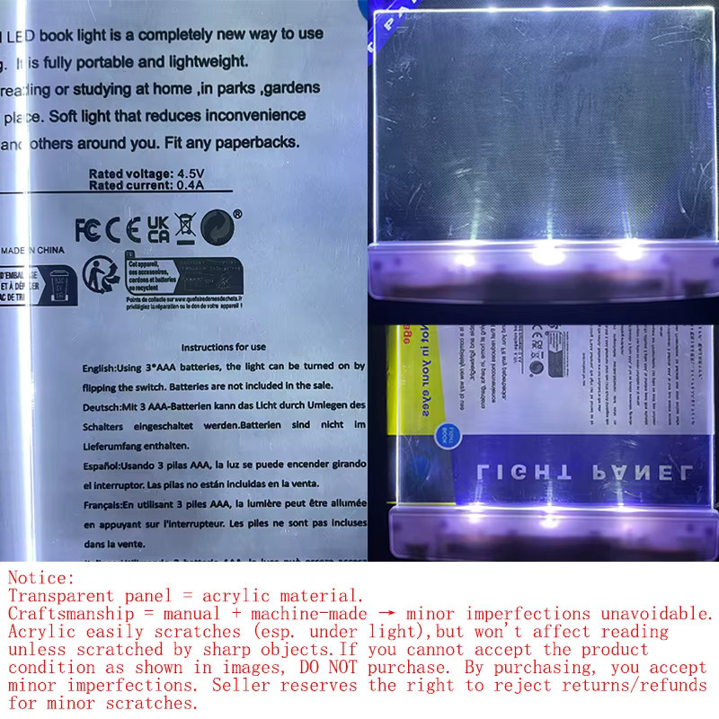 KDULIT LED-Buchlicht in Weiß mit flachem Panel als augenschonende Leselampe und tragbares Nachtlicht für Reisen und das Bett - Bild 4