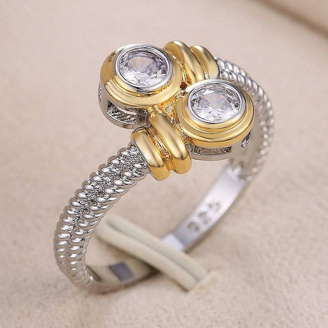 Huitan Damenring, Silber, Bicolor, Zirkonia - Bild 1
