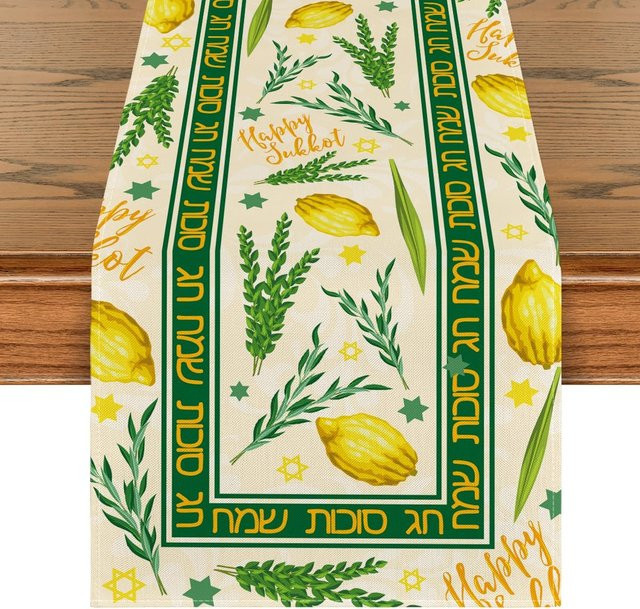 Sukkot Tischläufer von JMG Household Supplies mit floralem Design, Mehrfarbig, B: 150 cm, T: 33 cm - Bild 1