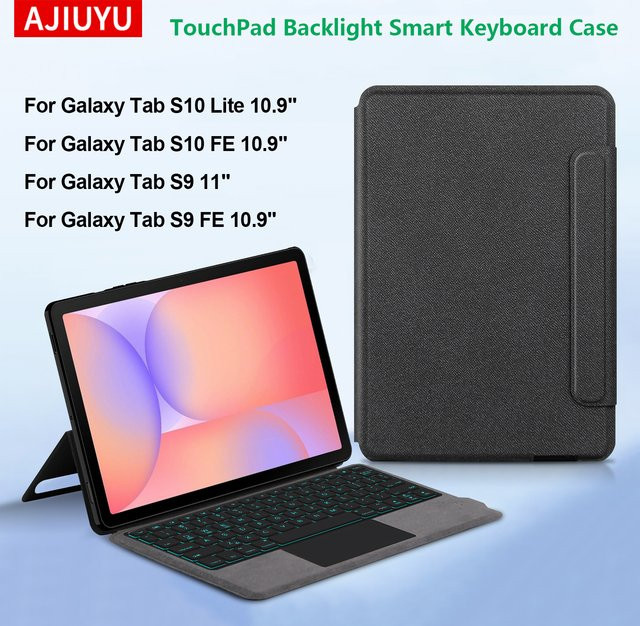 AJIUYU Tastaturabdeckung für Samsung Galaxy Tab S9 11 Zoll und Tab S10 Lite 10,9 Zoll mit Touchpad und Hintergrundbeleuchtung, Farbe: Schwarz - Bild 1