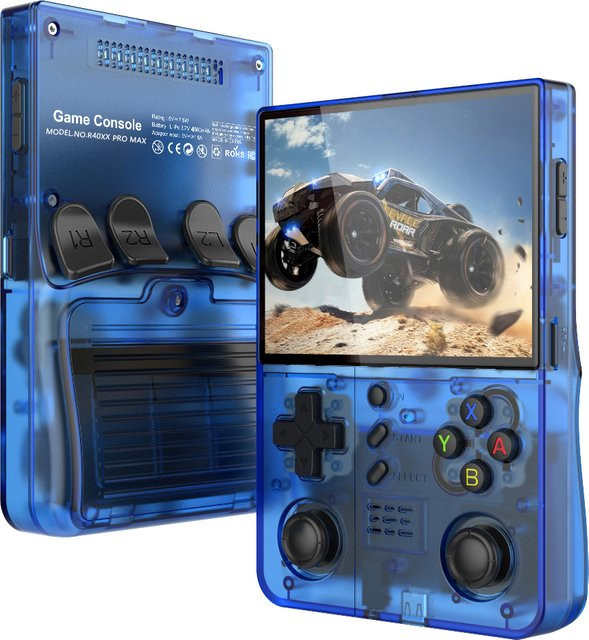 BOYHOM R 40XX Pro Max Retro-Spielekonsole mit 4,2 Zoll IPS-Bildschirm, WLAN und 4000mAh Akku, Tragbare Handheld-Konsole in Purple und Yellow - Bild 1