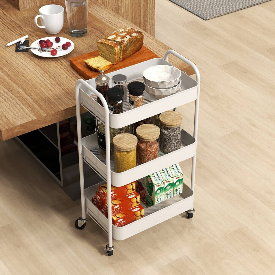 HOMCOM Küchenwagen in Weiß aus Metall und Kunststoff, Modernes Design, B/H/L: 30,6 x 45 x 79 cm - Bild 2
