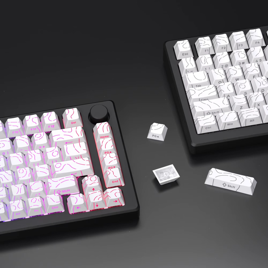 Mechanische MX Gamer-Tastatur mit 97 Tasten und Hintergrundbeleuchtung, PBT-Tastenkappen mit Double Shot Side Print, Weiß/Schwarz - Bild 4