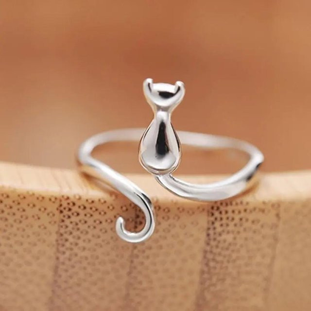 Huitan Katzenring, Messing, Silber, Damen - Bild 1