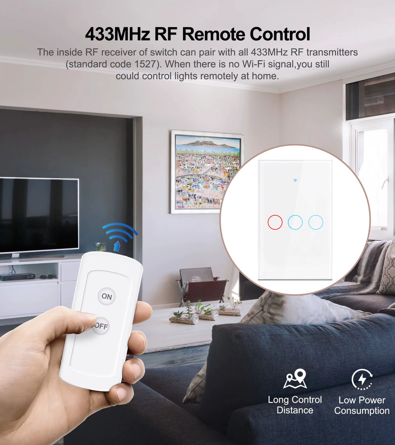 Szaoju Smart Wandschalter WiFi Touch LED-Lichtschalter kompatibel mit Tuya App, Alexa und Google Home, ohne Neutralleiter - Bild 2