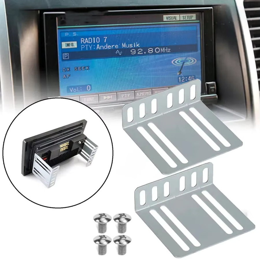 QXNY 2-DIN Installationsset in Silber: Universeller Auto-Radio-Adapter mit Radiohalter und Schrauben für MP5-Stereo-Systeme - Bild 3
