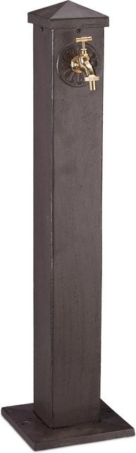 Relaxdays Wasserzapfsäule aus Aluminium und Stahl in Braun, eckig, H x B x T: 91 x 22,5 x 22,5 cm - Bild 1