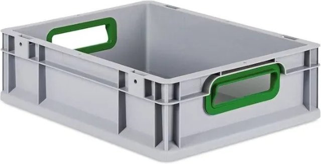 PROREGAL Eurobox Nextgen Color Transportbox mit Griffen, Grün, H x B x T: 12 x 30 x 40 cm, 11 Liter, offene Eurobox mit glattem Boden - Bild 1