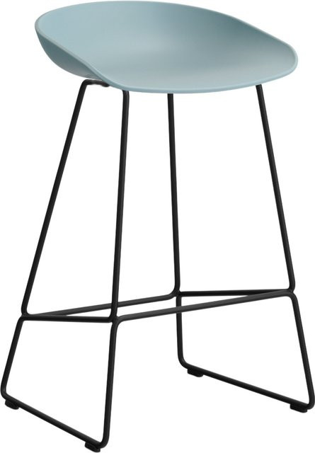HAY About A Stool AAS 38 Hocker in Blau mit Stahlgestell und Polypropylen-Sitzschale - Bild 1