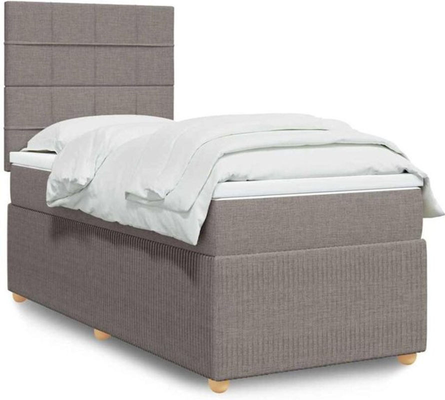 vidaxl Boxspringbett mit Matratze in Taupe meliert, Polsterbett aus Stoff, B/T/H: 90 x 190 x 140,5 cm - Bild 1