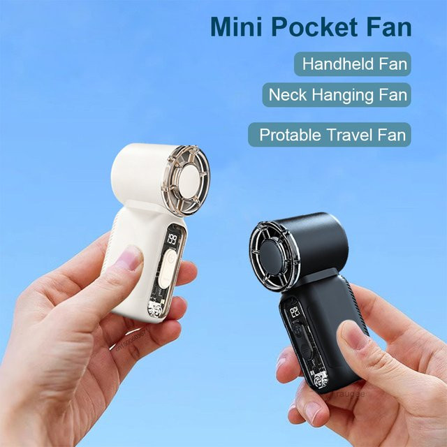Cooskr Mini-Handventilator Schwarz, tragbarer Halsventilator mit 1200 mAh Akku, USB wiederaufladbar - Bild 1