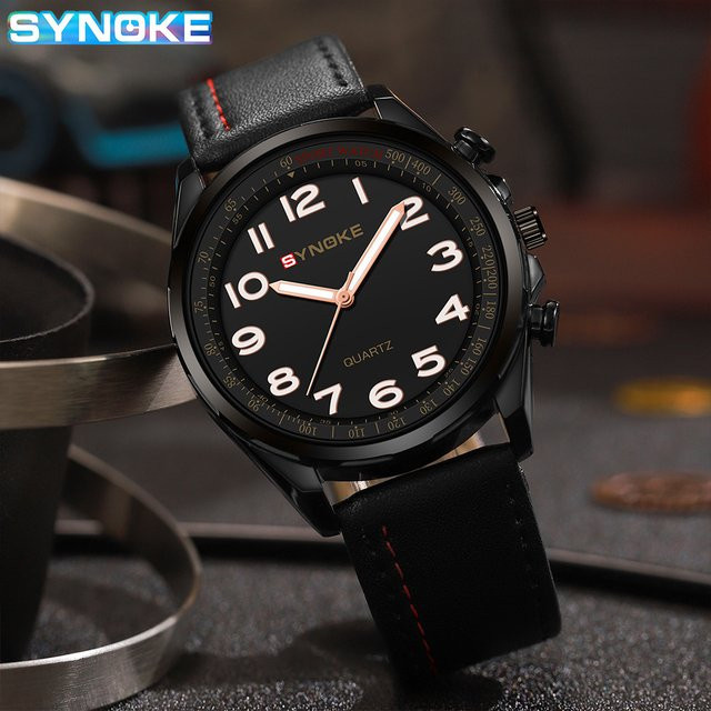 SYNOKE Armbanduhr, Quarz, Silikon, Schwarz, Herren, Vintage - Bild 1
