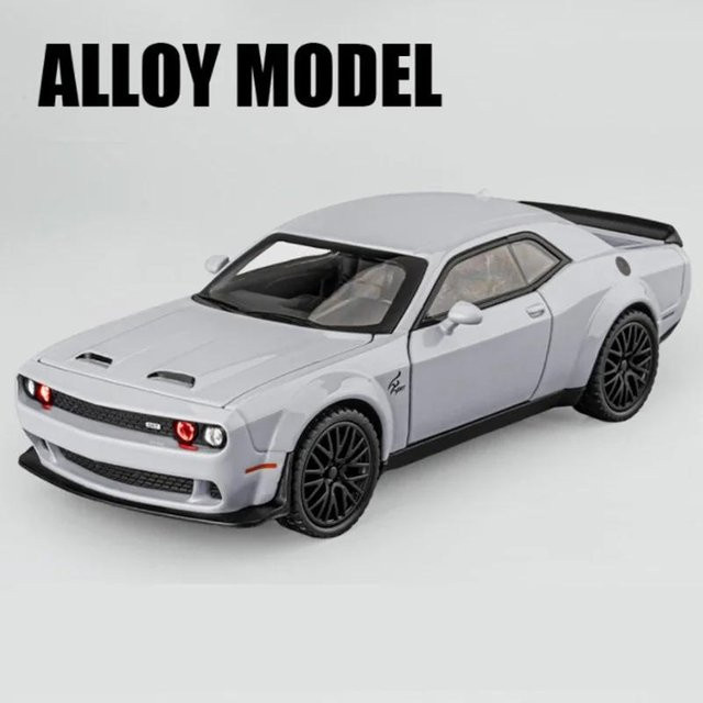 Linyi toy car Dodge Challenger Helicat Srt, Sportwagen Modell, 1:32, Metall, mit Licht und Sound, ab 14 Jahren - Bild 1
