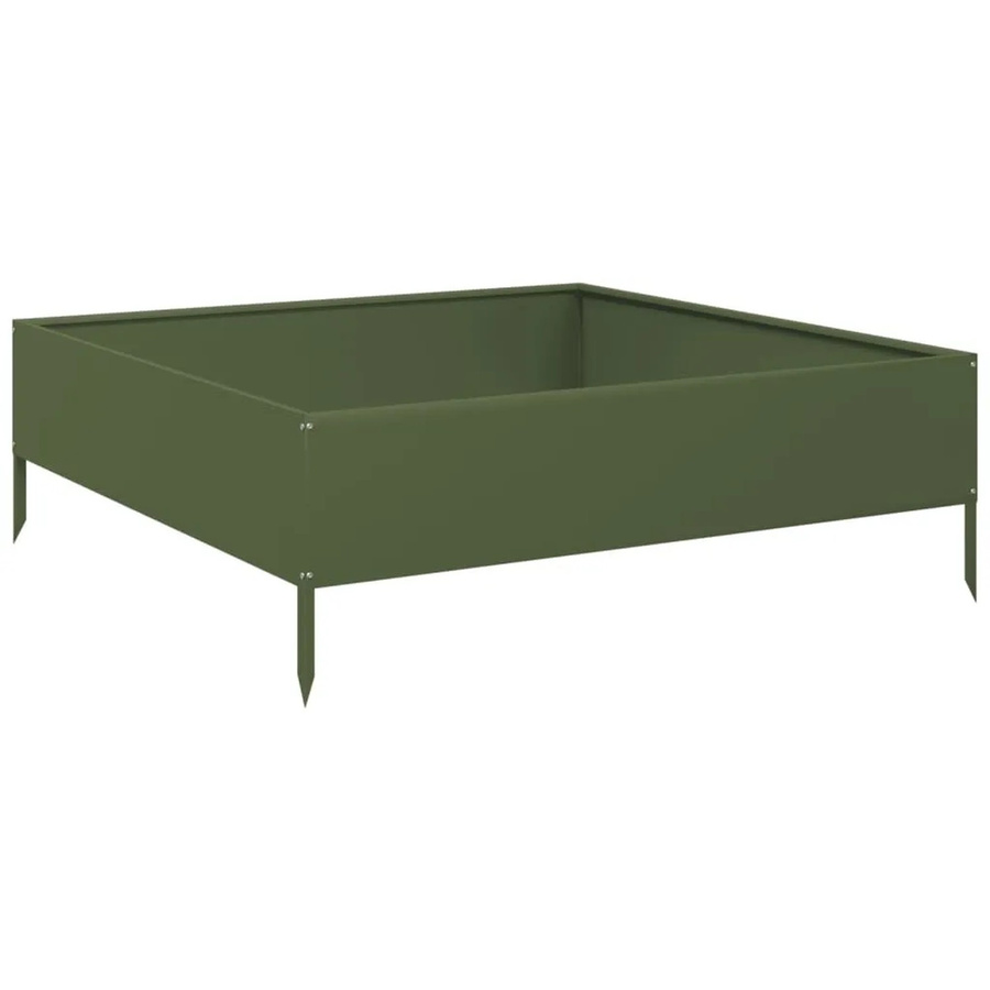 vidaXL Hochbeet aus Stahl in Olivgrün, B/T/H: 100 x 100 x 33,5 cm - Bild 2