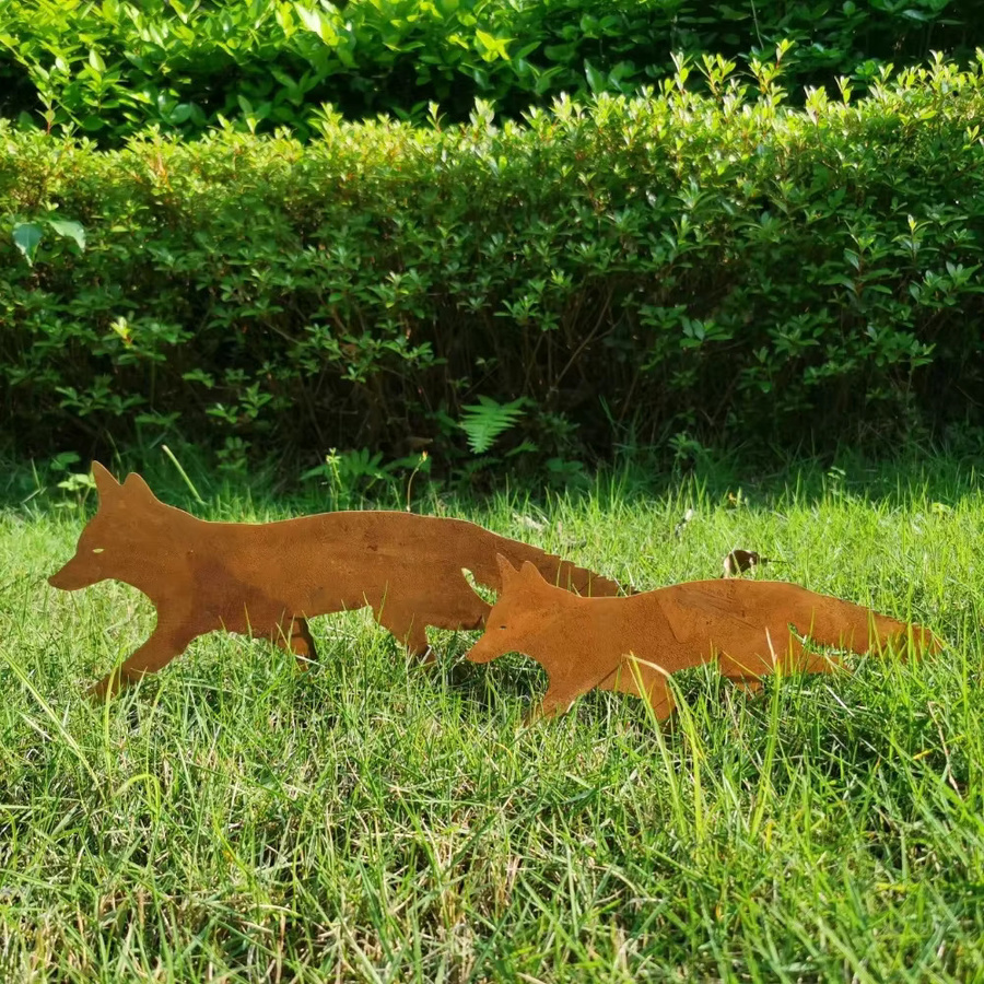 CIFBUY Gartenpfahl Fuchs aus Metall in Braun als rustikale Außendekoration - Bild 3