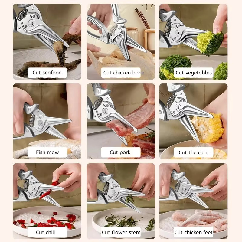 PLYS Geflügelschere aus Edelstahl in Silber als professionelle Hühnerknochen-, Fischgräten- und Fleischschere mit Federunterstützung - Bild 2