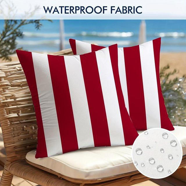 Wasserdichter Kissenbezug JMG Clothing mit Wellenmuster in Grau und Rot, B/H: 45 x 45 cm - Bild 1