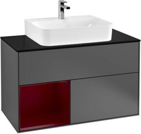 V&B Waschtischunterschrank Finion 100 mit Wandbeleuchtung in Anthrazit, Breite: 100 cm, Tiefe: 50,1 cm, Höhe: 50,1 cm - Bild 1