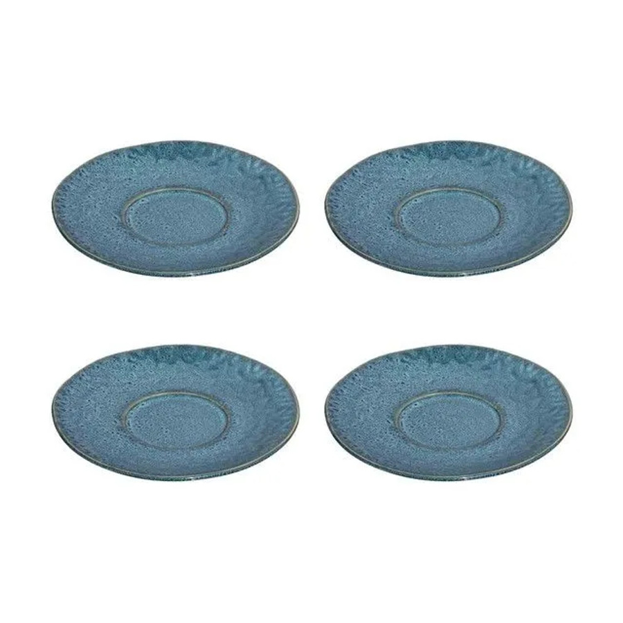 Leonardo Matera Kaffeeuntertassen aus Keramik, 4er Set, Blau, Durchmesser: 15 cm - Bild 2