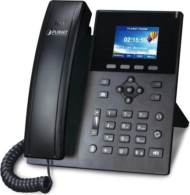 PLANET VIP-1260PT High Definition Color POE IP-Telefon in Schwarz mit 6 Zeilen LCD, Caller ID und Hands-free Funktion - Bild 1