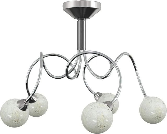 vidaXL Deckenleuchte modern in Chrom mit runden Glasschirmen für 5 G9 LED-Leuchtmittel, Farbe: Silber/Transparent - Bild 1
