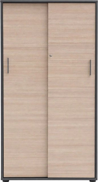 Schildmeyer Hochschrank Metz mit Schiebetüren in Anthrazit, Höhe: 150 cm, Breite: 80,1 cm, Tiefe: 38,2 cm - Bild 1