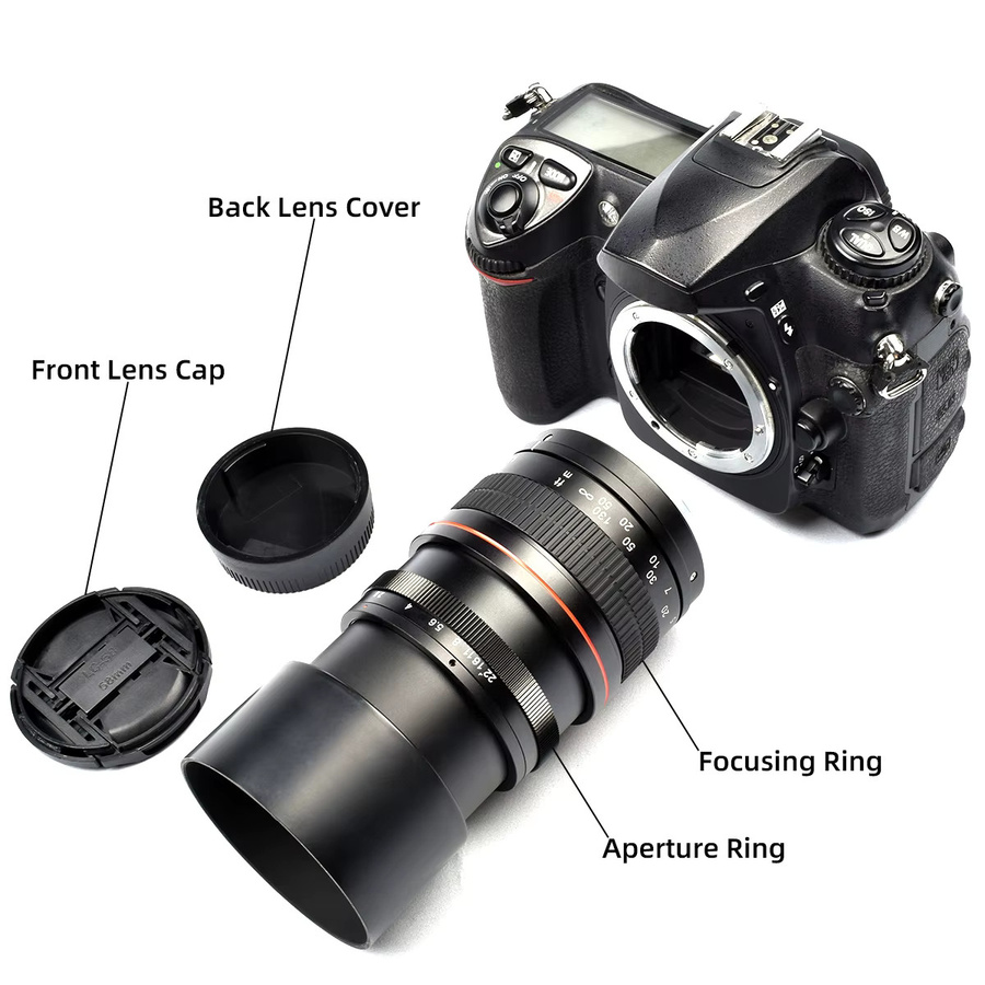 Light dow 135mm f/2.8 Vollformat-Teleobjektiv für Canon EF und Nikon DSLR Kameras, Schwarz - Bild 2