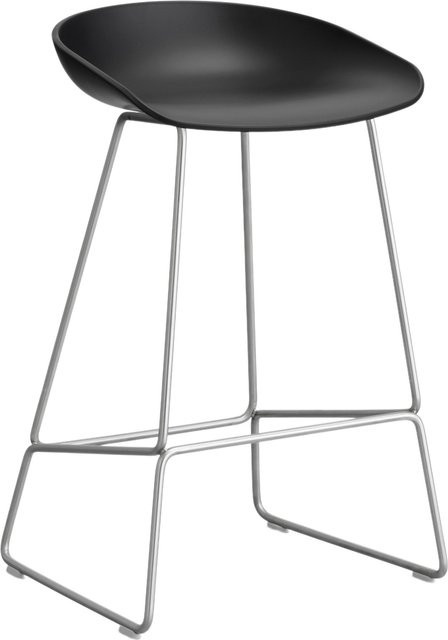 HAY About A Stool AAS 38 Hocker in Schwarz mit Stahlgestell und Polypropylen-Sitzschale im industriellen Design - Bild 1