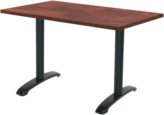 RestooTab Tisch Bazila rechteckig im Industrial Design mit Stein- und Holzdekor, Platte braun und Gestell schwarz, B: 160 cm, T: 80 cm, H: 74 cm - Bild 1