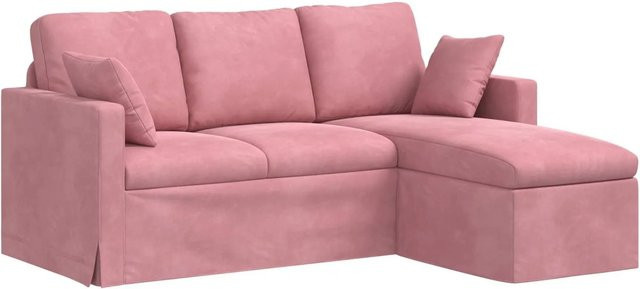 vidaXL Ecksofa in Rosa aus Samt mit Metallrahmen, B/T/H: 178 x 134 x 80 cm - Bild 1