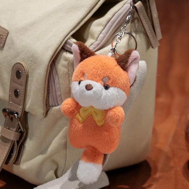 Kidsly Cartoon Hund Katze Koala Fuchs Plüschtier, Schlüsselanhänger, Grau - Bild 1