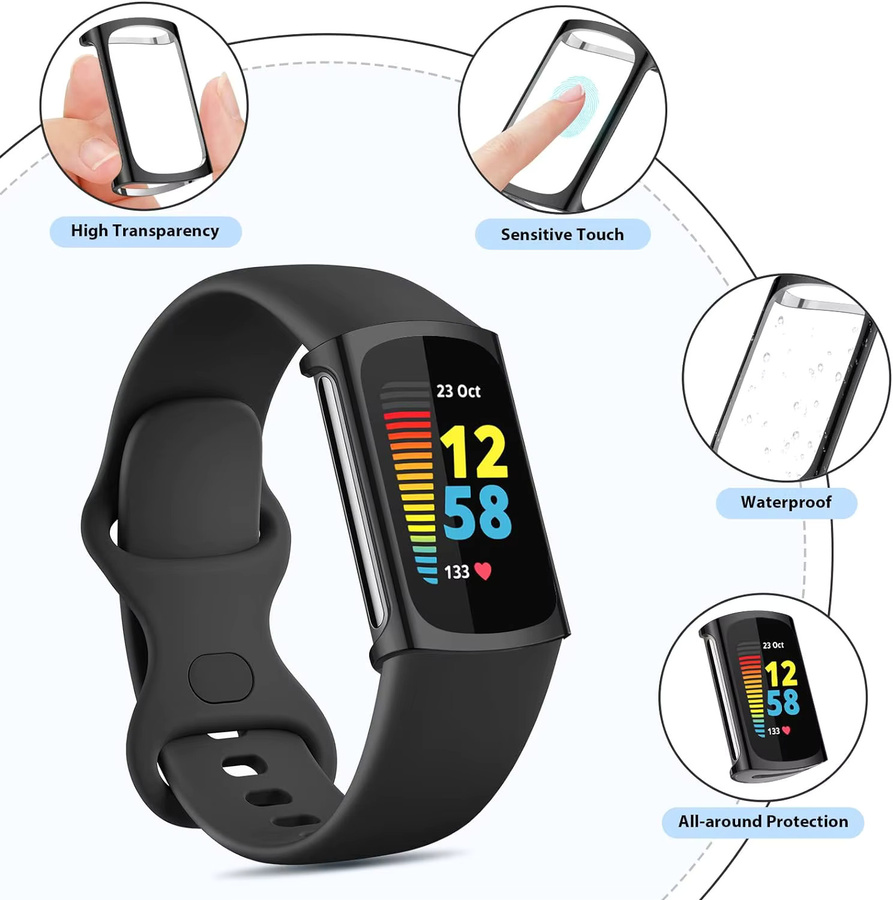 Jansin Schutzhülle und Displayschutz aus TPU für Fitbit Charge 6 und Fitbit Charge 5 in Transparent - Bild 2