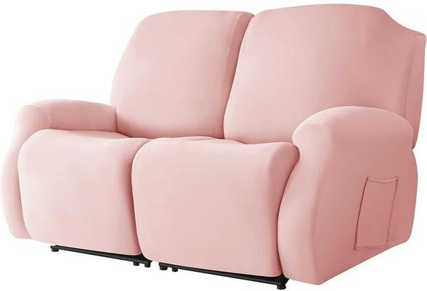 Dehnbarer Sesselbezug für Relax-Sofas aus weichem Samt in Rosa, 4er-Set - Bild 1