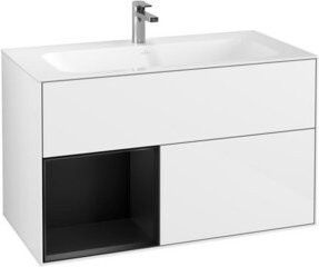 V&B Finion Waschtischunterschrank mit LED-Beleuchtung, Wandmontage, Blau und Weiß lackiert, B: 99,6 cm, H: 59,1 cm - Bild 1