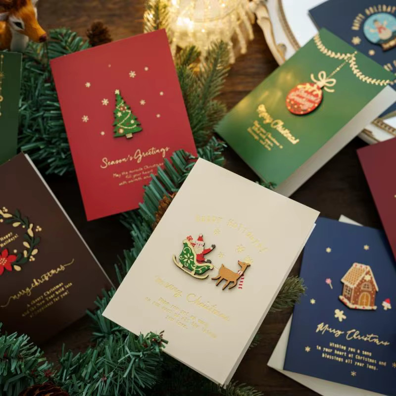 Retro Weihnachts-Grußkarte zum Falten für Weihnachten und Neujahr 2026 - Bild 2