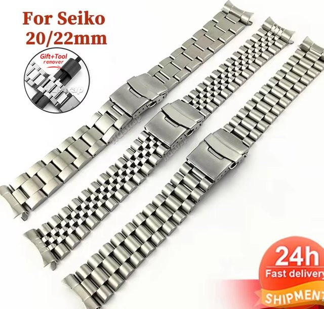 HQstrap Uhrenarmband Edelstahl, Silber, 20 mm, 22 mm, Unisex - Bild 1