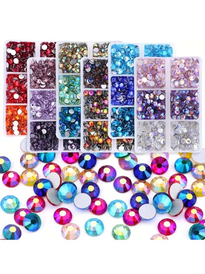Swagpick Nail Art Strass, runde Kristall Flatback Edelsteine, glänzend - Bild 4
