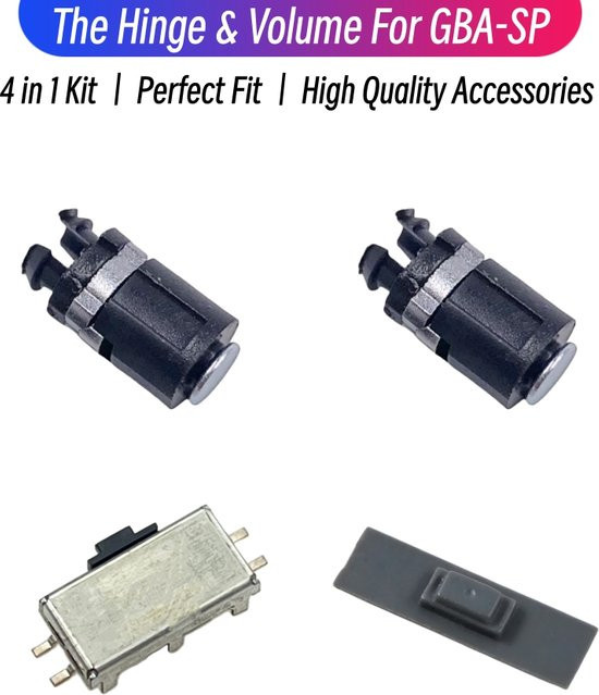 haolonggcp 4-in-1 Reparatur-Kit für GBA SP mit Scharnieren, rotierender Achse, Lautstärkeschalter und Chip-Board-Ersatzteilen - Bild 1