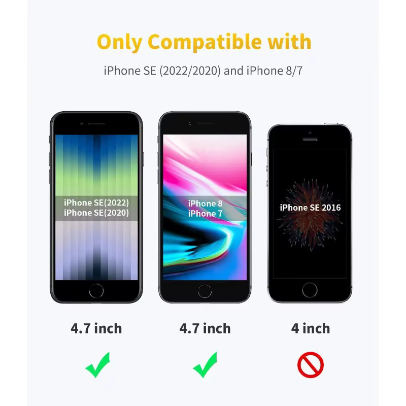 2/4 Stück Displayschutzfolie aus gehärtetem Glas für Apple iPhone 7, iPhone 8 Plus, iPhone SE 2020 und iPhone SE 2022, transparent/schwarz - Bild 2