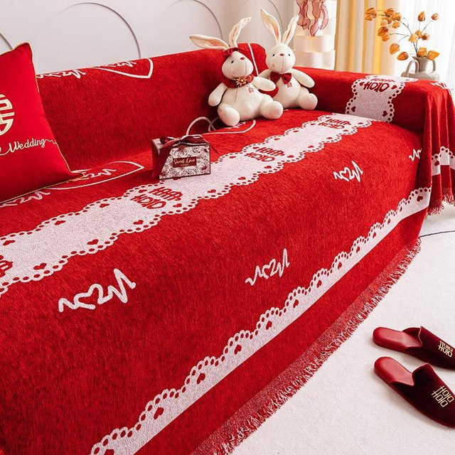 Super Six Chenille Sofabezug Rot, universelle Vollabdeckung für dein Sofa, kratzfest und waschbar, B/T: 180 x 130 cm - Bild 1