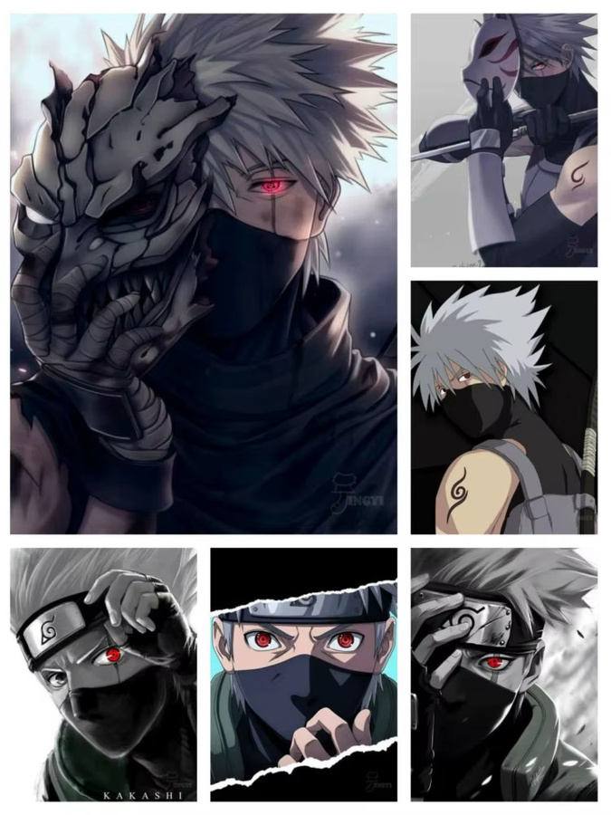 Kayou Naruto Kakashi DIY Diamantmalerei Kit mit Rundsteinen als Mosaik-Kreuzstich-Stickerei für die Dekoration, Mehrfarbig, B/H: 40 x 40 cm - Bild 3