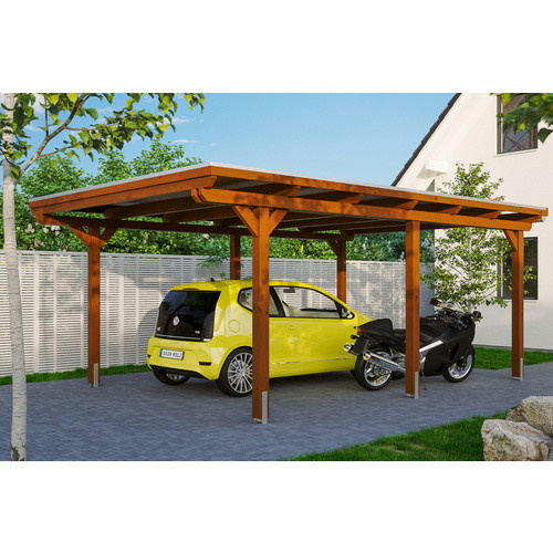 Skan Holz Carport Emsland aus Fichten-Leimholz in Nussbaum Braun, B/T: 404 x 604 cm, Höhe: 242 cm - Bild 4