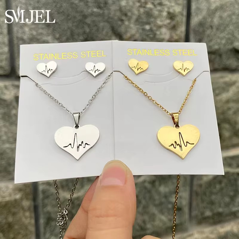 SMJEL Schmuckset Edelstahl, Halskette und Ohrringe, Damen - Bild 2