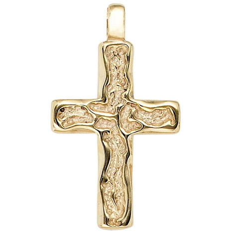 Colfem Anhänger Kreuz, 585 Gelbgold, gehämmert, Unisex - Bild 1