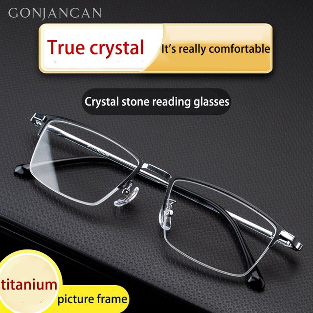 Lesebrille für Männer, Halbrahmen, Titan, rechteckig, silber - Bild 1