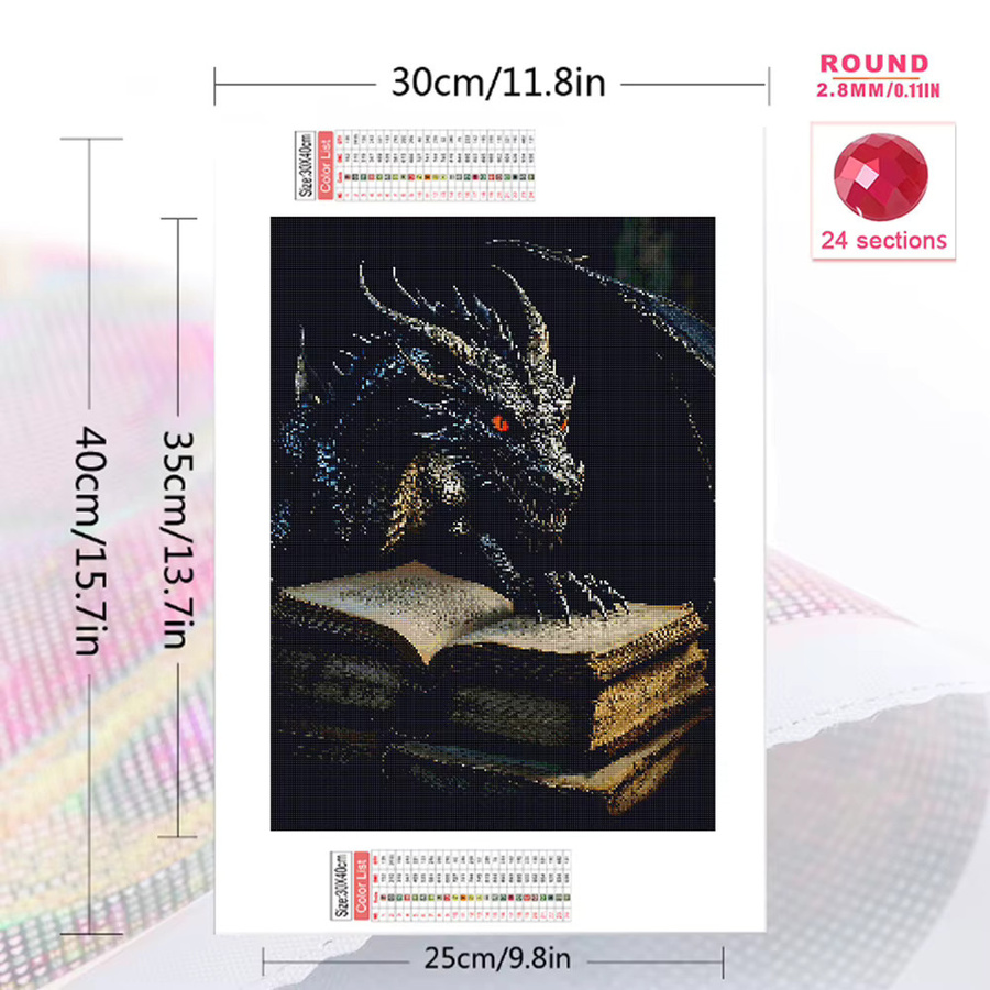 Momoart DIY Diamant Stickerei Dinosaurier und Drache als Acryl Mosaik Set für die Tischdekoration B/H/T: 30 x 20 x 20 cm - Bild 2