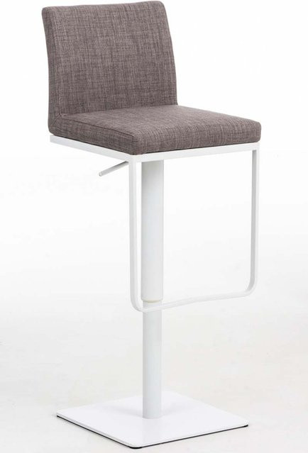 TPFLiving Barhocker Panda mit weißem Metallgestell und grauem Stoff, drehbar 360 Grad, Höhe: 109 cm, Breite: 44 cm, Tiefe: 42 cm - Bild 1